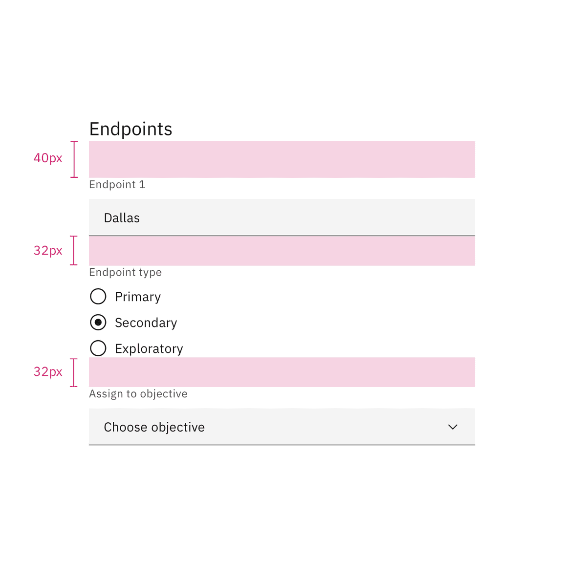 Spacing between a radio button and other components in a form